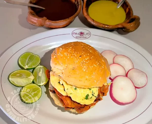 Cemita de carne al pastor c/queso
